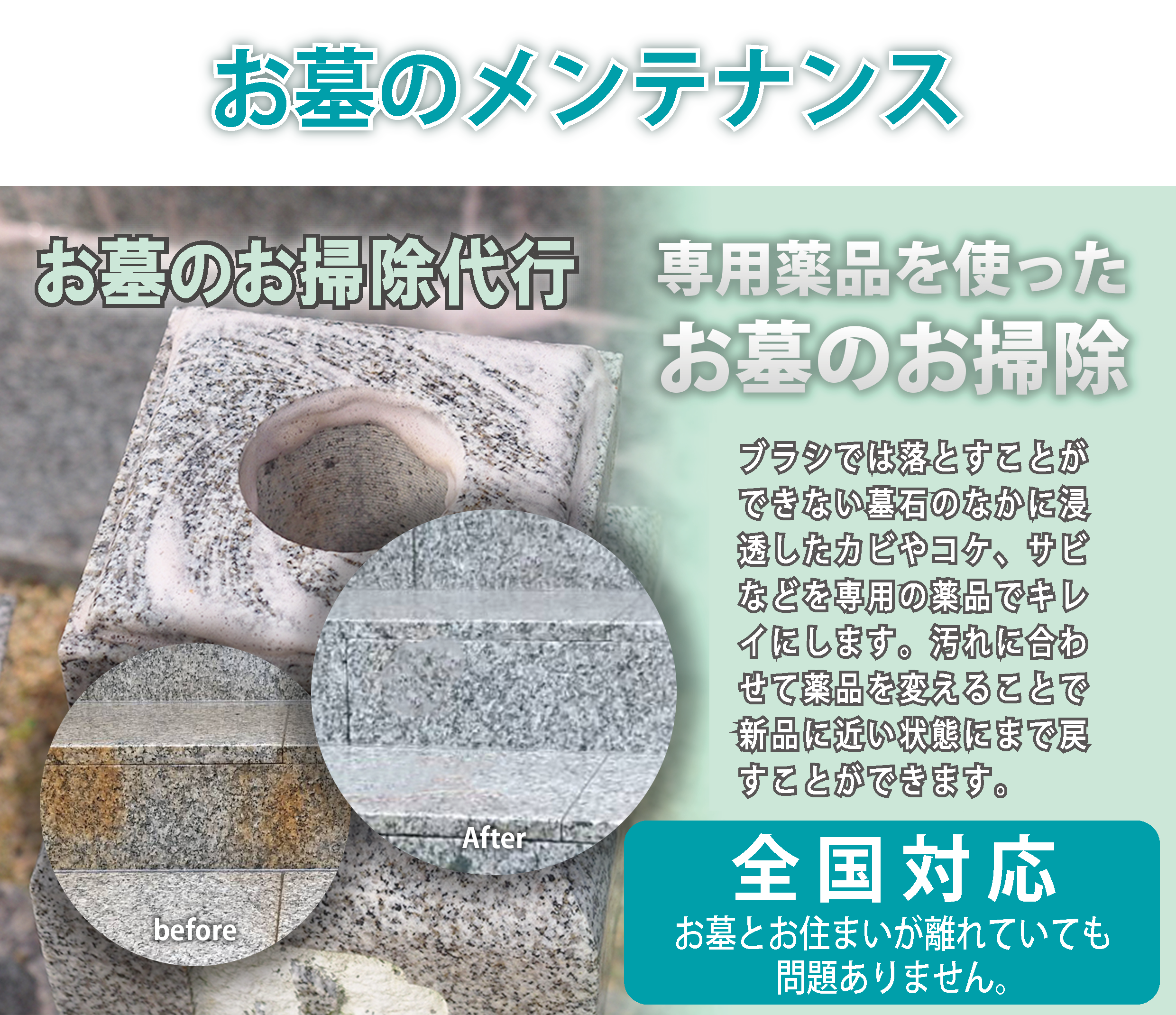 お墓のお掃除代行 特殊洗浄